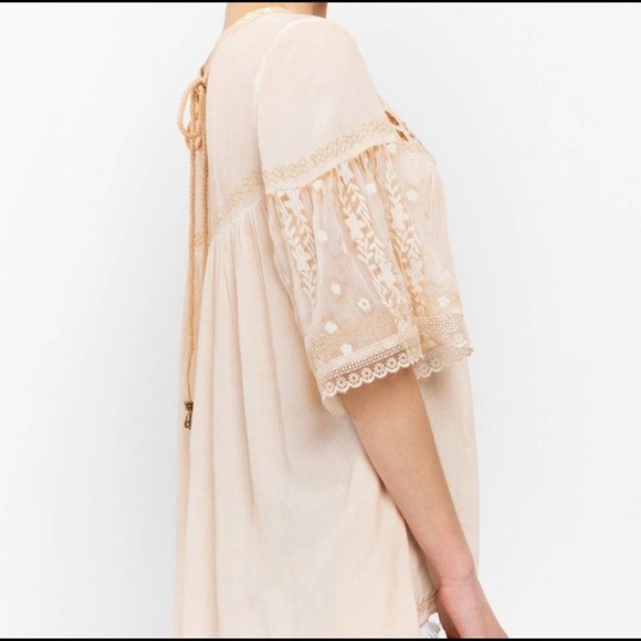 Peasant Boho Embroidered Lace Tunic Blouse Top - Picture 4 of 4